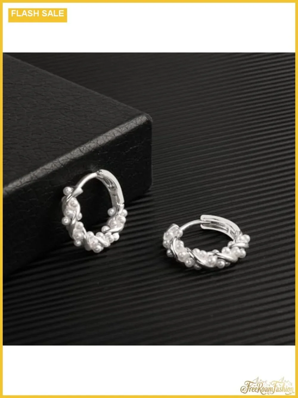 16mm Pearl Hoop Earrings for Women, Silver Plated, Hypoallergenic, Dainty